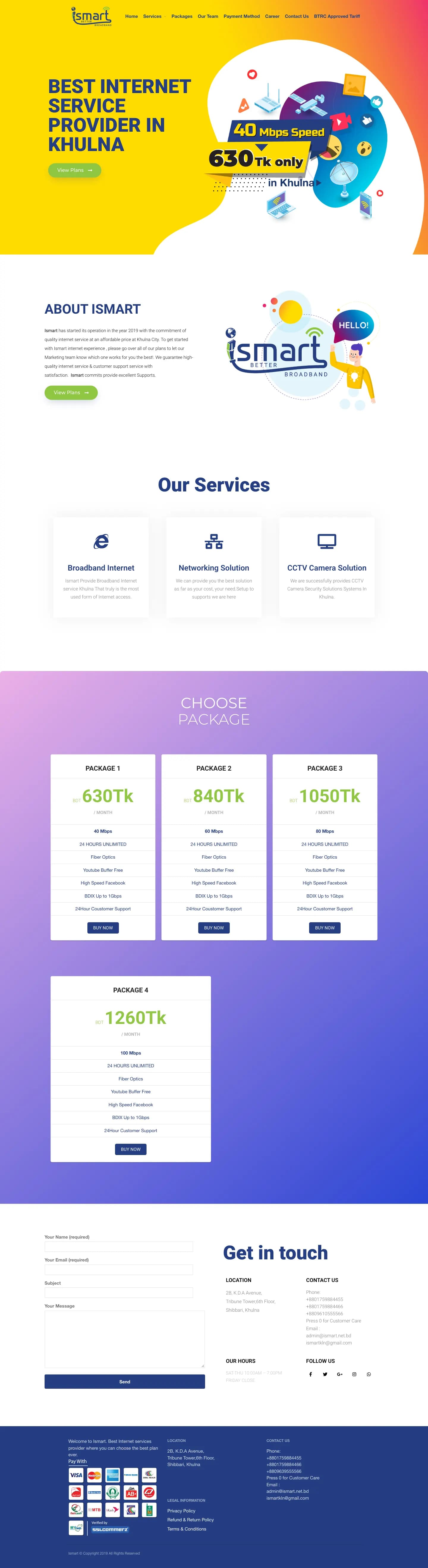 Ismart Broadband homepage